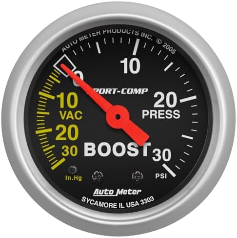 Auto Meter 3303 Sport-Comp Mechanical Boost/Vacuum Gauge,2.3125 in. Auto Meter