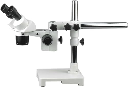 AmScope SW-3B13X Binocular Stereo Microscope, WH10x Eyepieces, 5X/10X/15X/30X Magnification, 1X/3X Objective, Single-Arm Boom Stand, Includes 0.5x Barlow Lens AmScope