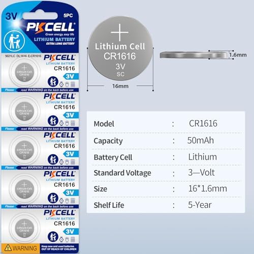 Литиевые батареи CR 1616, 3 В, 5 штук, для ключей, часов и пультов дистанционного управления PKCELL