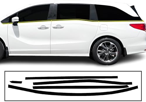 BOGAR TECH DESIGNS Side Window Trim Chrome Delete Overlay Compatible with Honda Odyssey 2018-2024, Gloss Black Bogar Tech Designs