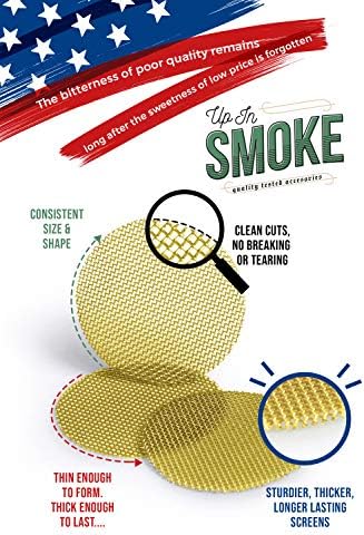 Made in The USA - 50 1 Inch (1") Brass Mesh Pipe Screen Filters Up in Smoke Pipe Screens