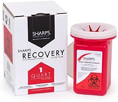 Sharps Recovery System Mailback Sharps Container, 2-Piece 4-1/2 L X 4-1/2 W X 7 H Inch 1 Quart Red, 10100-012 - Sold by: Pack of One Ensur