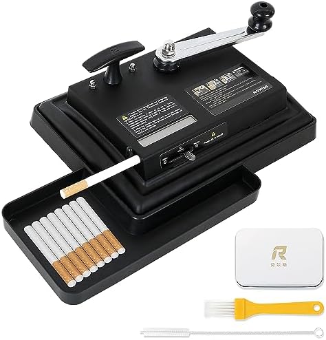 LUCYCAZ Cigarette Rolling Machine with Rolling Tray, Tobacco Rolling Machine Hand Operation Injector to Rolling Your Own Cigarettes, 100mm, Regular Tubes, King Size (Black) Lucycaz