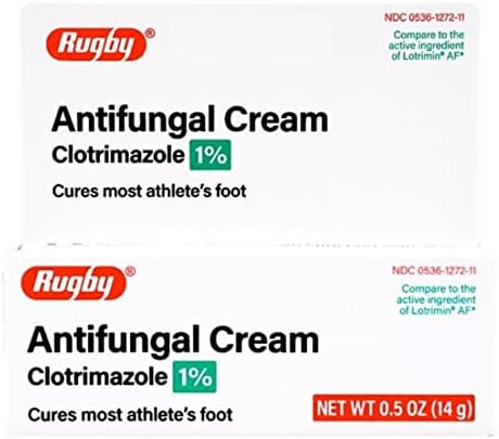 Rugby Laboratories Antifungal Cream (Крем) Clotrimazole 1% Cures Most Athlete?s Foot 1oz (28g) Relieves Itching Burning Cracking, Scaling, and Discomfort NDC 0536-1272-11 (Pack of 1) RUGBY LABORATORIES