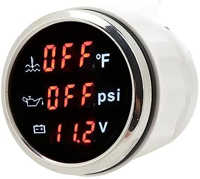 3 in 1 Design 52mm Digital Water Temperature Gauge, Voltage Oil Pressure, ABS Metal for RV, Yacht, Fishing Boat Ymiko