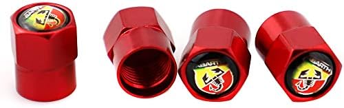 XDG 4Pcs Metal Car Tire Valve Stem Caps Waterproof Cover for Scorpion Abarth Logo Emblem Fit for Fiat Abarth Punto 124/125/125/500 Stilo Styling Decoration Accessories(Red) Wuiil