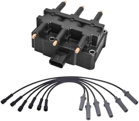 ENA Ignition Coil With Spark Plug Wire Set Compatible With Dodge Chrysler Volkswagen Grand Caravan Town & Country Voyager Pacifica Routan V6 3.3L 3.8L Replacement For UF305 27703 26054118 26054173 Ena