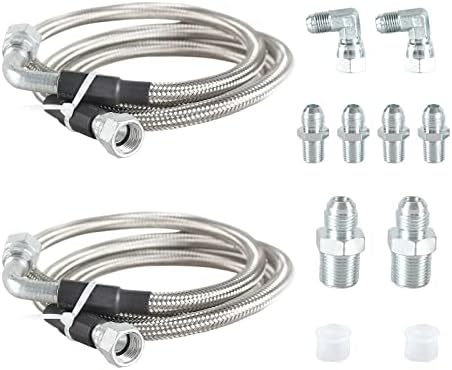 6AN SS Transmission Cooler Hose Line Kitting Stainless Steel Braided Lines Compatible with Chevy Ford Mopar replacement for TH350 700R4 TH400 NP-700RTL Gstp