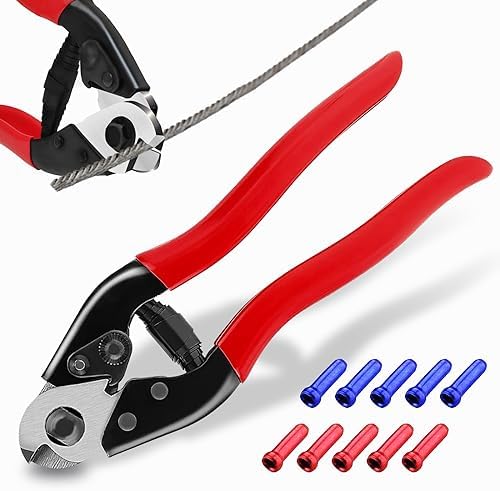 Bike Cable Cutter, Heavy Duty Stainless Steel Cable Cutter, Wire Rope for Deck Stair Railing Strong Thick Seal Metal Fencing Bicycle Bike Brake Cutter With 10 Pcs Ferules CR12, CT1 Meinv