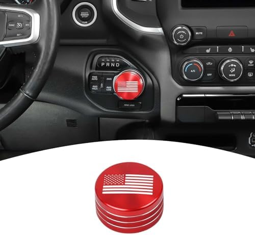 for RAM Gear Shift Knob Cover Trim Ring Aluminum Blue for Dodge RAM 2018-2023 Blue Interior Accessories, America Flag Pdklin