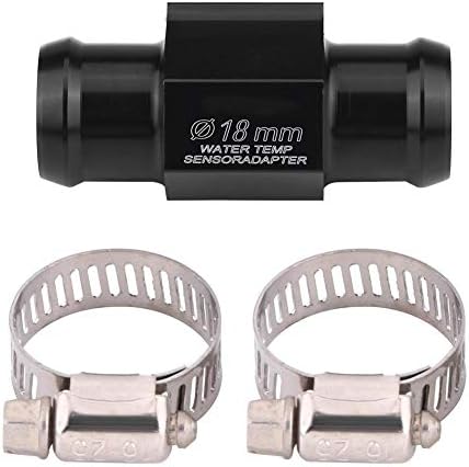 Water Temp Adapter, Universal Aluminum Alloy 18mm / 22mm Motorcycle Water Temp Temperature Adapter Gauge Joint Pipe Radiator Sensor with 2 Clamps(18mm) Keenso