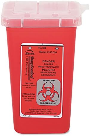 Impact 7350 Translucent Red Sharps Container, 1 qt Capacity, 4-1/2" Length x 4-1/2" Width x 6-3/4" Height Impact