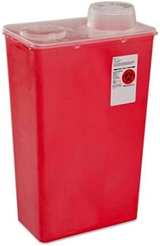 Covidien 8881676236 Sharps-A-Gator Sharps Container, Chimney Top, 4 Quart, Red (Pack of 40) COVIDIEN