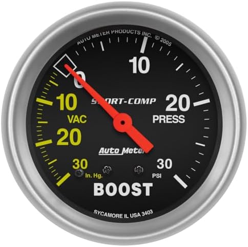 Auto Meter 3403 Sport-Comp Mechanical Boost/Vacuum Gauge 2.625 in. Auto Meter