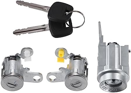 Motoforti Lock Cylinder Kit, Ignition Lock Cylinder, Door Lock Cylinder, for Toyota Tacoma 1995-2004, Metal, with 2 Keys, No.69051-35070, Silver Tone, 1 Set Motoforti