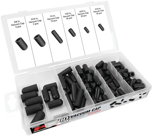 Performance Tool W5232 Vacuum Cap Assortment (80 Piece) , Black Performance Tool