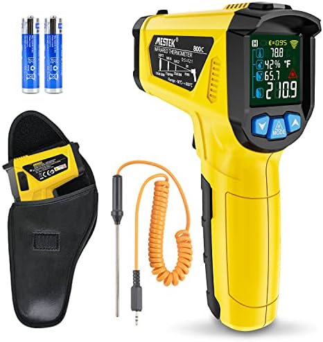 MESTEK Infrared Thermometer Temperature Gun -40℉~2912℉, High Temp Thermometer with Color LCD Display, Non-Contact Digital Laser Thermometer Gun 50:1 Pyrometer for Industrial HVAC Forge Metal Smelting Mestek