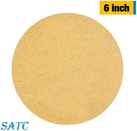 S SATC 100 PCS PSA Sanding Discs, 60 Grit Sandpaper Roll 6 Inch Adhesive Backed Sandpaper Sander Attachment for Drill Aluminum Oxide Round Automotive Sandpaper with Sticky Back S Satc