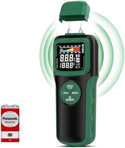 Wood Moisture Meters, Pin & Pinless 2 in 1 Moisture Detector with Upgraded Sensor & Backlit Screen, 9 Calibration for Moisture Detection in Wood, Detector for Lumber Concrete Building(Green) WoodSavr