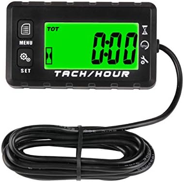 Jayron JR-HM058 Digital Hour Meter Tachometer,2 System Options,Countdown Maintenance Rminder,Backlight Setting,Resettable Max RPM,Replacement Battery Reminder,User Off,for Motorcycles,Lawn Mowers Jayron