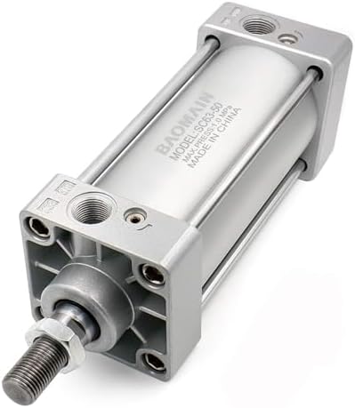 Baomain Pneumatic Air Cylinder SC 63 X 50 PT3/8, Bore: 2 1/2 inch, Stroke: 2 inch, Screwed Piston Rod Dual Action Baomain