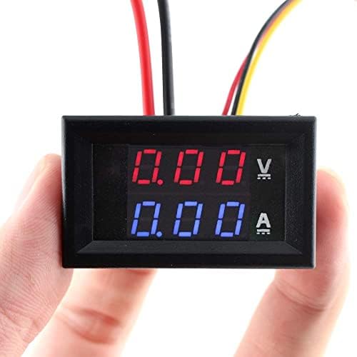 Eiechip LED Digital Voltmeter Ammeter, Mini DC Digital Multimeter 100V 10A, Blue Red LED Amp Dual Digital Display Volt Meter Gauge, Car Current Monitor Tester 0.28" Wowoone