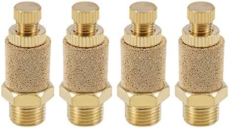 uxcell Top Adjustable Pneumatic Air Exhaust Muffler Copper 1/8 BSPT Gold Tone 4pcs Uxcell