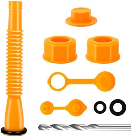 Gas Can Spout Replacement Kit, Spill-Proof Design - Includes Fuel Nozzle, Gaskets, Screw Collar Caps, Spout Cover, Base Cap, Drill Bit, Universal Fit for 1/2/5/10 Gallon Oil Cans Somuch