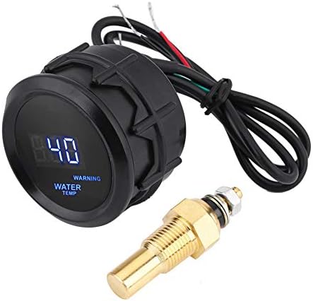 Digital Water Temperature Gauge, 2 Inch 52mm Car Blue LED Digital Water Temperature Fahrenheit Gauge Kit with Temp Sensor Black Dweekiy