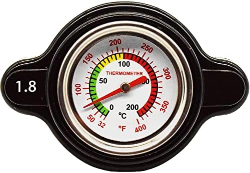 Rldym High Pressure Radiator Cap with Temperature Gauge, 1.8 Bar Radiator Cap 25.6psi Fit for Honda Kawasaki Suzuki Yamaha, Polaris Ranger, Husqvarna Dirt Bike, KTM, More Motorcycle ATV Models Rldym