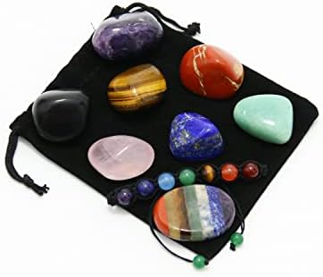 Chakra Stones, Chakra Crystal Set with Worry Stones for Anxiety, Healing Crystals, Cuarzos De Energia Y Piedras Curativas, Crystals for Beginners, Witchy Gifts for Women, Cristals and Stones Nvzi