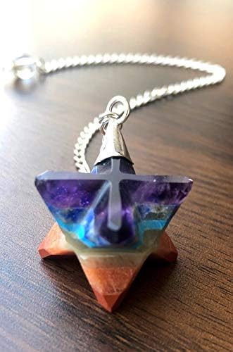 CRYSTALMIRACLE Beautiful Amethyst Crystal Merkaba Star Pendulum Healing Crystals, Metaphysical Divination Gemstone Pendulum Crystal Reiki Feng Shui, Meditation, Gift for Men Women CRYSTALMIRACLE