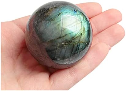 Acxico 1Pcs 40mm Labradorite Sphere Natural Quartz Crystal Ball Meditation Healing Reiki Stone Acxico