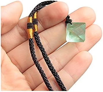 2 pcs Green Flourite Gem Stone Crystal Pendant Necklace Healing Gemstone Acxico