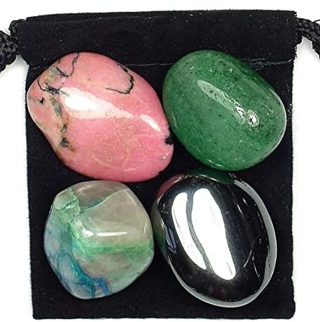 The Magic Is In You Hip Support Tumbled Crystal Healing Set with Pouch & Description Card - Aventurine, Hematite, Onyx, Rhodonite The Magic Is In You