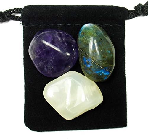 The Magic Is In You Third Eye (BROW) Chakra Tumbled Crystal Healing Set with Pouch & Description Card - Amethyst, Labradorite, & Moonstone The Magic Is In You