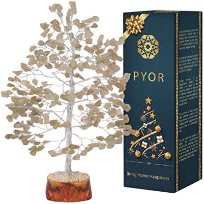 PYOR Feng Shui Tree - Green Aventurine Crystal - Healing Crystals - Office Decorations - Tree of Life Crystal - Reiki Gifts - Meditation Stones and Crystals - Good Luck Crystals - Tree Table Decor PYOR