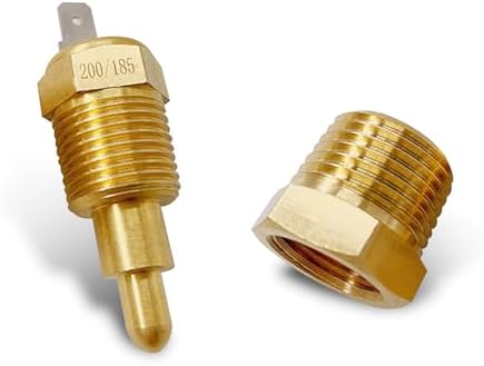 1 PC Car Cooling Fan Thermostat Switch Kit, 200 to 185 Degree Engine Cooling Fan Temperature Sensor, 3/8" Pipe Thread Fits 10" 12" 14" 16" Fans, Universal Auto Repair Accessories (Gold) Fluher