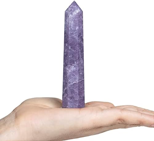 Large Crystal Tower Wand, African Bloodstone Crystal Points Tower Wand Obelisk Octagon 8 Faceted Gemstone Pointed Reiki Chakra Meditation Chakra Stones Therapy Home Office Desk Décor Gifts Women Men Crocon