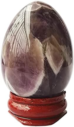 Black Labradorite Egg-Shape Meditation Chakra and Home Decor Balancing Gemstone and Crystals Figurines Kit,1.96"x 1.37"Reiki Healers and Yoga Practioner,with Wooden Stand Bacatgem