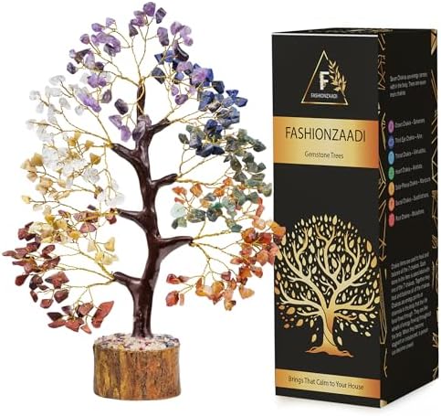 Healing Crystals Tree - 7 Chakra Tree of Life - Good Luck Gifts - Chakra Tree - Spiritual Things - Seven Chakra Tree - Crystals and Healing Stones Chakra - Crystal Meditation - Metaphysical Gifts FASHIONZAADI