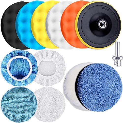 SIQUK 13 Pieces Buffing Pads 3 Inch Car Polishing Pad Kit Foam Polish Pads Wax Buffer Polisher Attachment for Drill Siquk