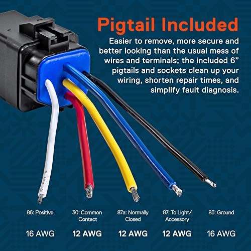 True MODS 1 Pack 5-Pin 12V Bosch Style Waterproof Relay Kit [Harness Socket] [12 AWG Hot Wires] [SPDT] [30/40 Amp] 12 Volt Automotive Marine Relays for Boats Auto Fan Cars Online Led Store