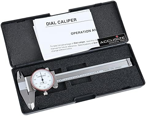 Accusize Industrial Tools 0-4 inch by 0.001 inch Precision Dial Caliper, Stainless Steel, in Fitted Box, P920-S214 Accusize Industrial Tools