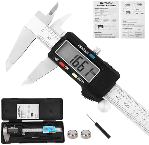 Digital Caliper Measuring Tool, Stainless Steel Vernier Caliper Digital, Micrometer Calipers with Large LCD Screen, Auto-Off Feature, Inch Millimeter Conversion, 6 Inch Caliper Tools for DIY/Household Aurdeayi