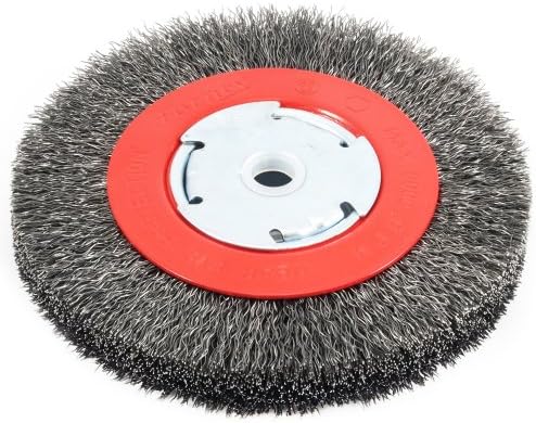 Forney 72750 Wire Bench Wheel Brush, Narrow Face Coarse Crimped with 1/2-Inch and 5/8-Inch Arbor, 6-Inch-by-.014-Inch Forney