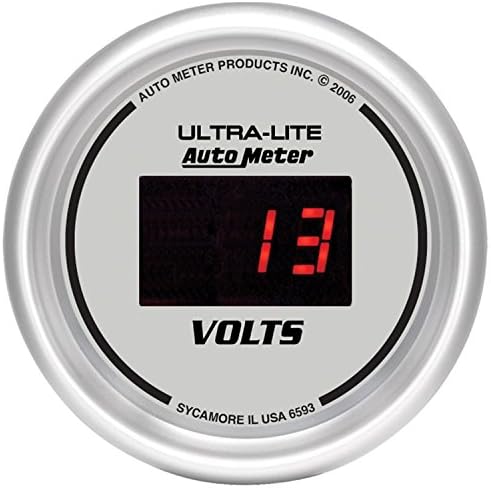 Auto Meter 6593 Digital Silver 2-1/16" 8-18 Volts Voltmeter Gauge Auto Meter