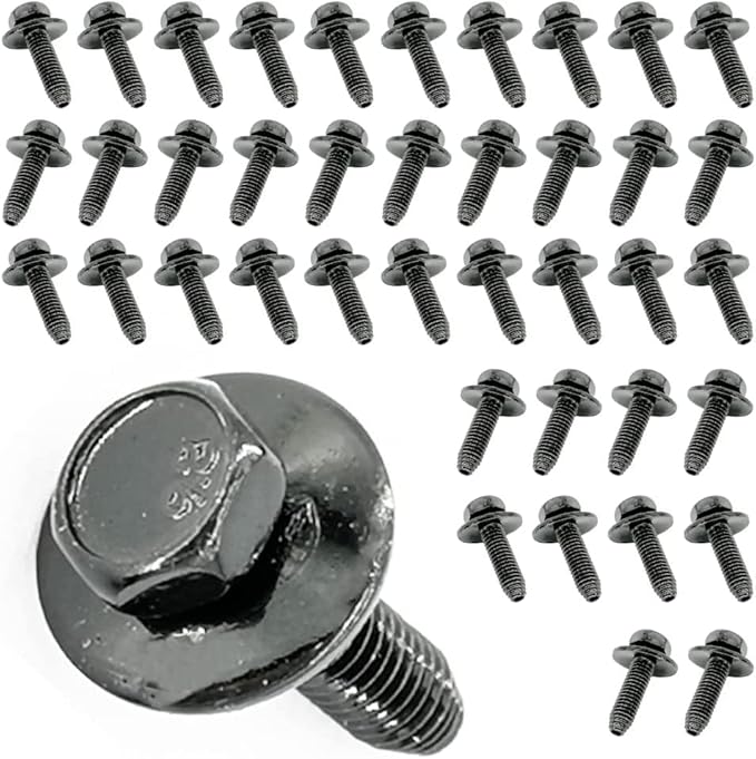 3132-71319C 80x Hex Head Sems Body Bolt M6-1.0 x 25mm with 17mm Washer O.D Replaces OEM 11503834, 20351035 Fit for GM Mean Mug Auto