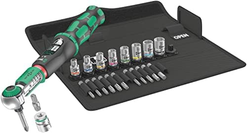 Wera 05075832001 Safe-Torque A 2 Set 1, Torque Wrench Set, 1/4" Hexagonal, 2-12 Nm, 23 Pieces, Black Green Wera