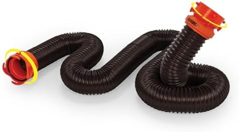 Camco RhinoFLEX 10’ Camper / RV Sewer Hose Extension - Features Collapsible Design for RV Storage - Includes Pre-Attached Lug & Bayonet Fitting -Heavy Duty Polyolefin & Reinforced w/Steel Wire (39774) Camco